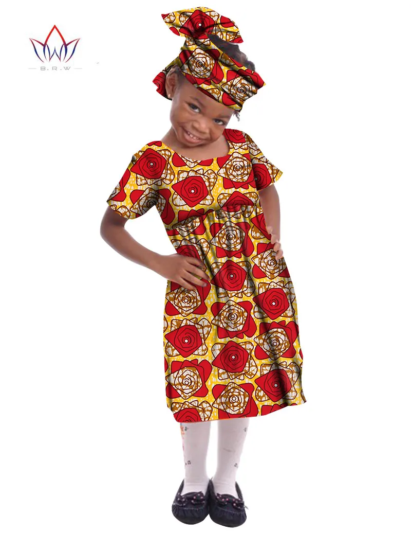 Г. в африканском стиле одежда для малышей традиционные девушка Дашики Платье регулярные круглым вырезом в африканском стиле Одежда для детей 6xl ни WYT06