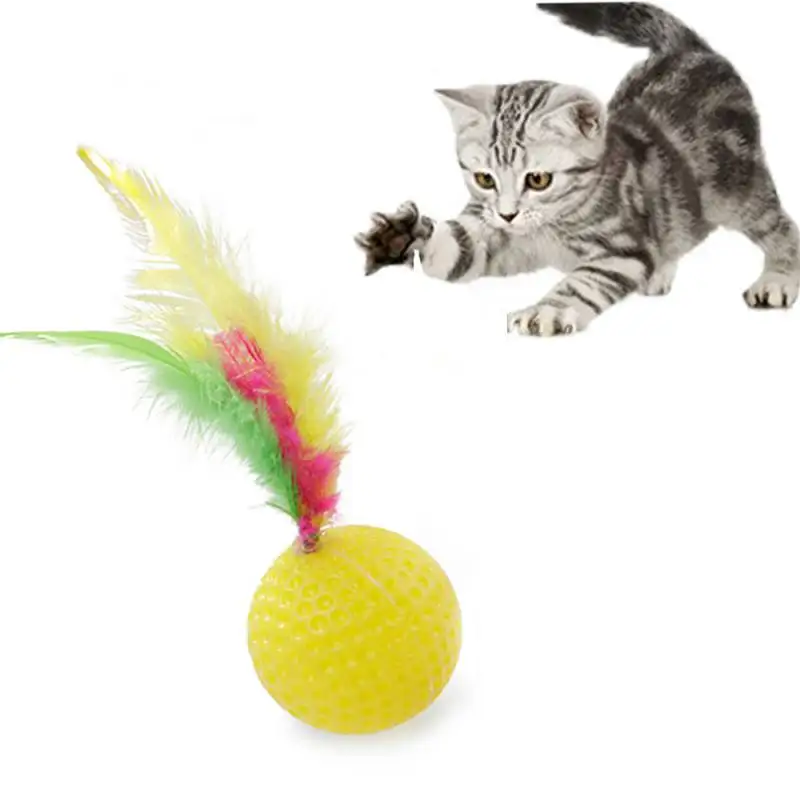 

Pet Cat Kitten Toy Tumbler Feather Toys Scratching Ball Funny Cat Kitten Play Dolls Tumbler Ball Pet Cat Toys Interactive Toy N