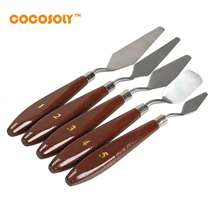  5Pcs Stainless Steel Palette Scraper Set Spatula Knives for Artist Oil Painting Tools Painting Knif