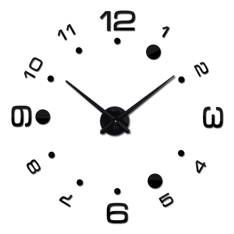 Акриловые зеркальные 3d настенные часы большие кварцевые часы натюрморт Современная Горячая Мода diy часы гостиной украшения дома наклейки - Цвет: Black