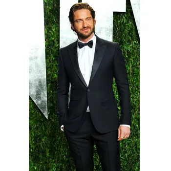 

Black Wedding Suits For Men Peaked Lapel Groom Tuxedos 2 Piece Celebrity Men Suits Slim Fit One Button Groom Suits(Jacket+Pants)