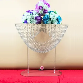 

28Inch Wave-shaped Crystal Desk Decoration wedding flower Continental acrylic crystal section Flower Stand