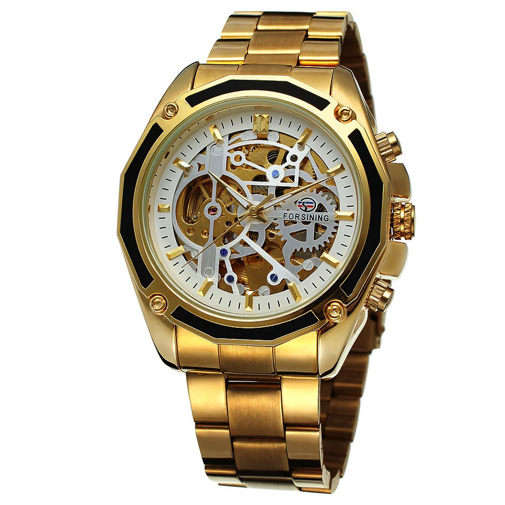 

Forsining Top Brand Luxury Military Sports Design Transparent Skeleton Dial Stainless Steel Men Mechanical Watch Automatic Clock