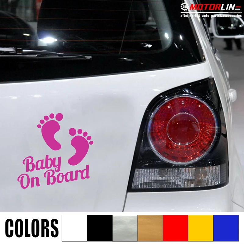 

Baby On Board In Car Cute Feet Decal Sticker Car Vinyl pick size color no bkgrd die cut