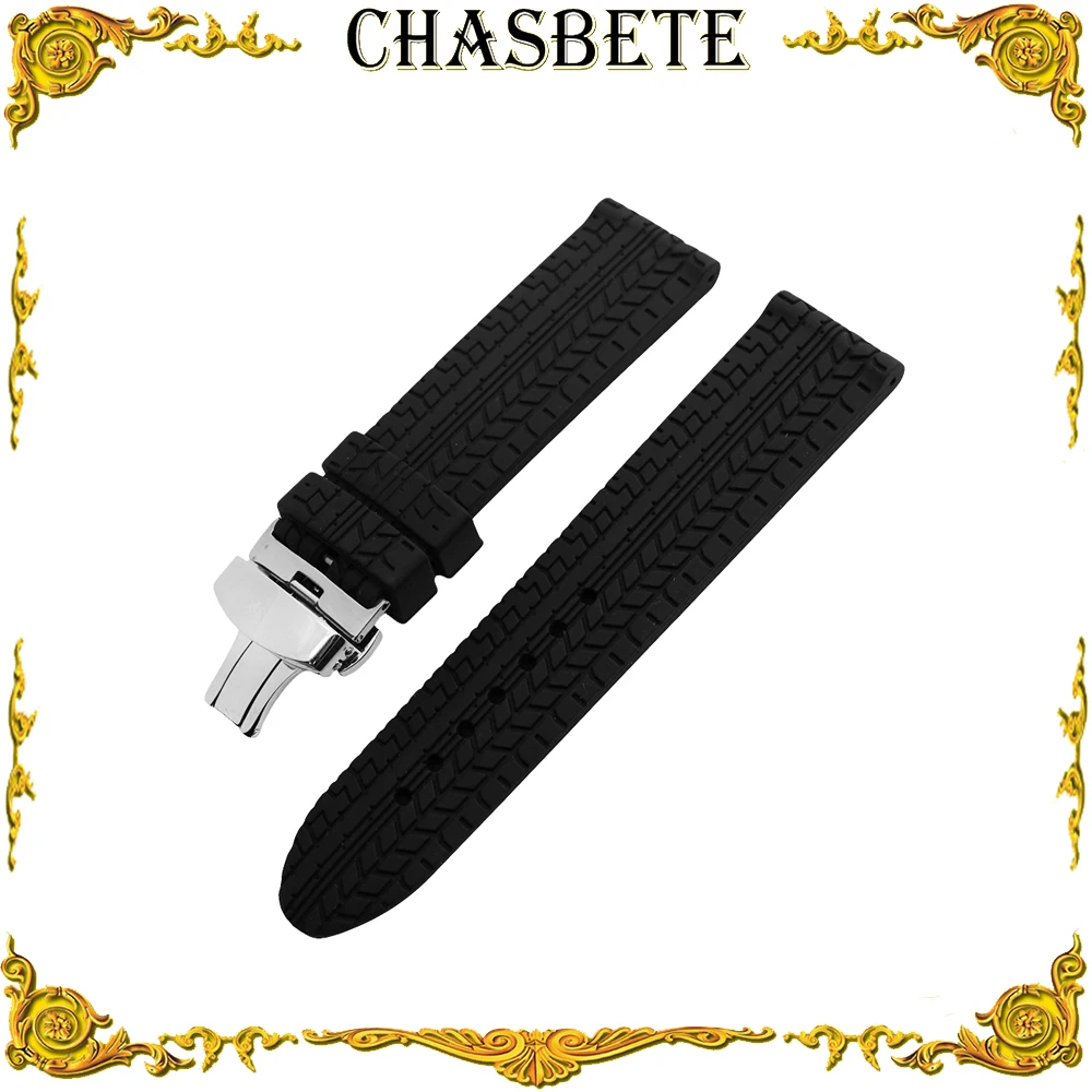 24mm Silicone Rubber Watch Band for Diesel Watchband Butterfly Buckle Resin Strap Wrist Loop Belt Bracelet Black + Pin Tool | Наручные