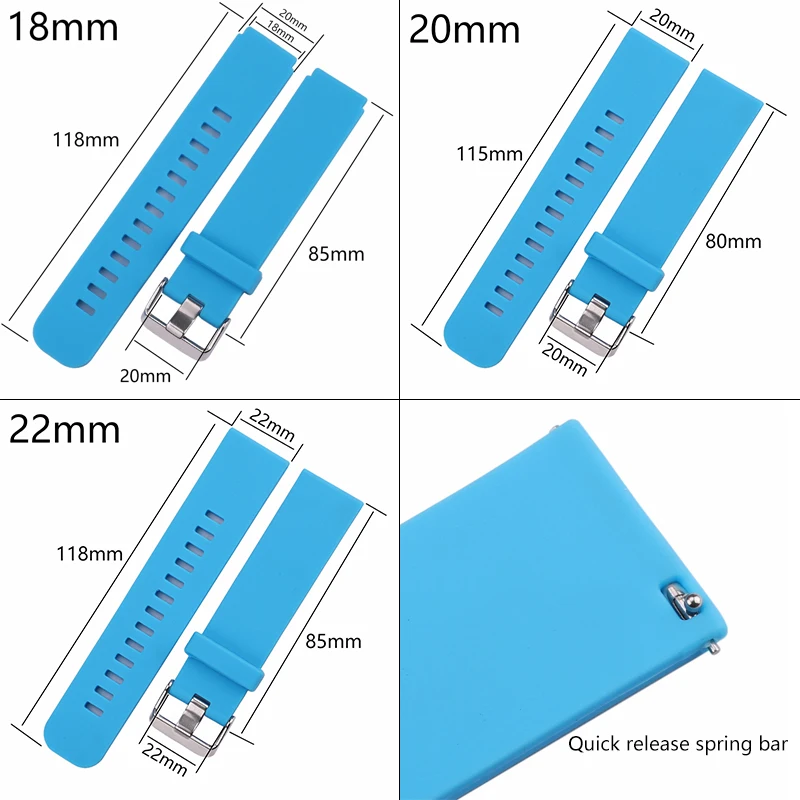 Waterproof Silicone Rubber Watch Strap – Quick Release in 5 Vibrant Colors