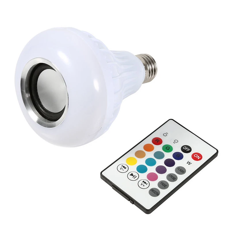 1 шт 12 W E27 rgb-колонка с Bluetooth Светодиодный лампочки Беспроводной музыка играет светодиодная лампочка с дистанционным управлением