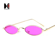 SHAUNA Популярные яркие цвета женские маленькие овальные солнцезащитные очки в металлической оправе модные мужские прозрачные фиолетовые линзы UV400