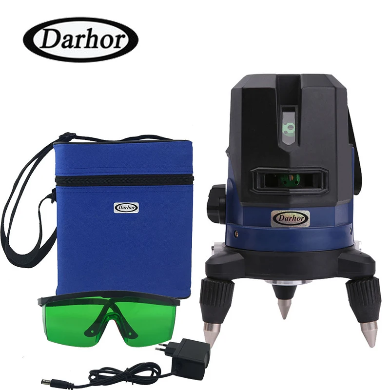 DARHOR 520nm Green Laser Level 2 Lines 360 Degree Rotary Lazer Nivel