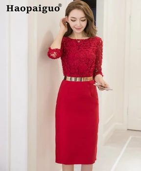 

2019 Summer OL Work Office Dress Women Lace Patchwork Midi Wrap Black Dress Women Solid Corset Vestido De Festa Longo Plus Size
