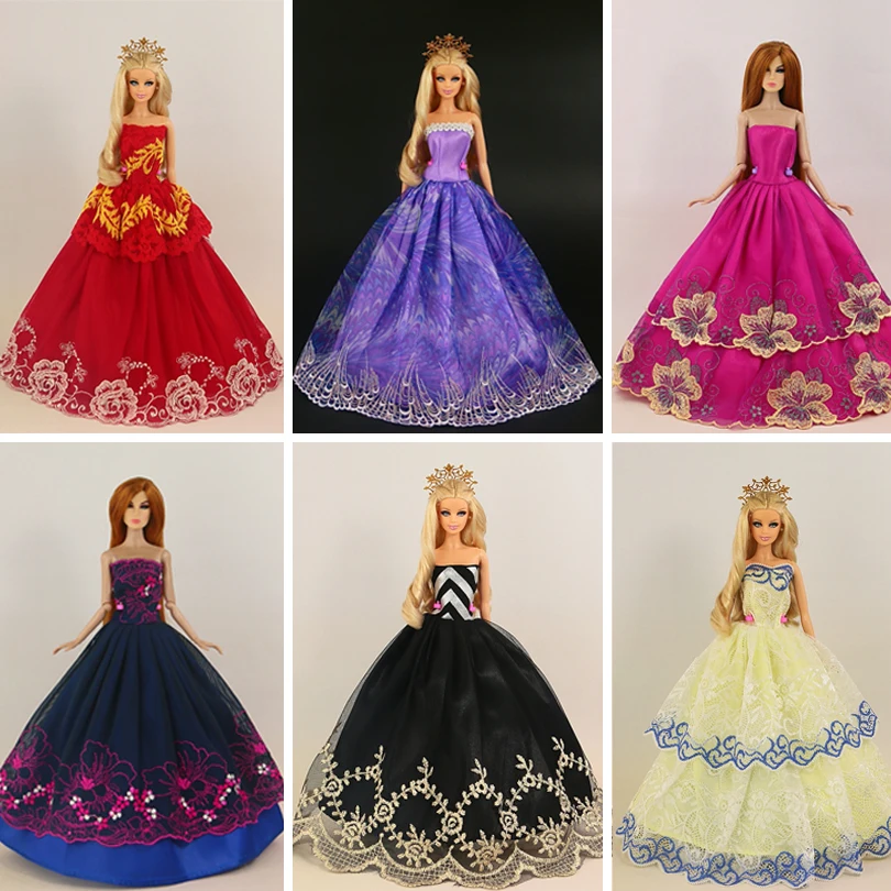 Mix Handmade Doll Dress Doll Wedding Party Bridal Princess Gown Clothes HK
