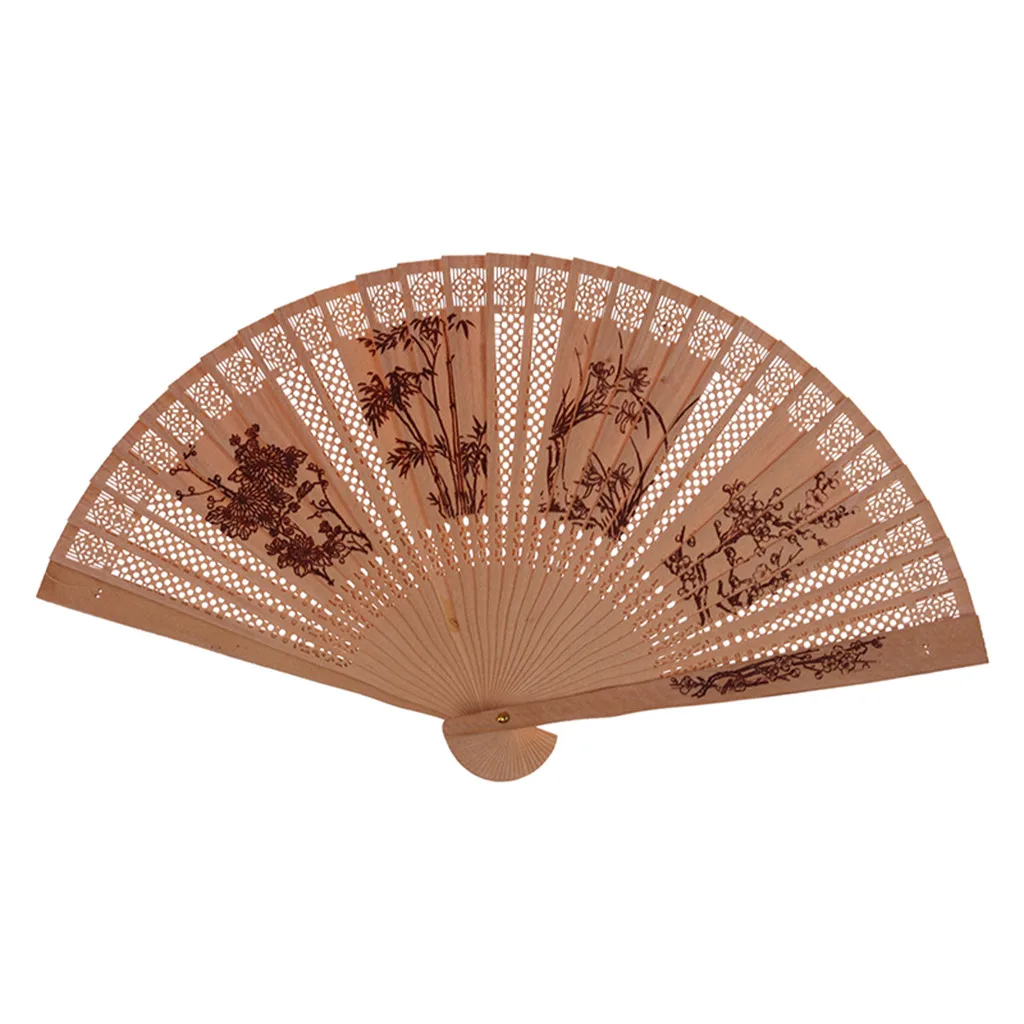 Hand fan bamboo Chinese Style personalized hand fans wedding favors Party Hollow Folding Hand Held Flower Fan L619