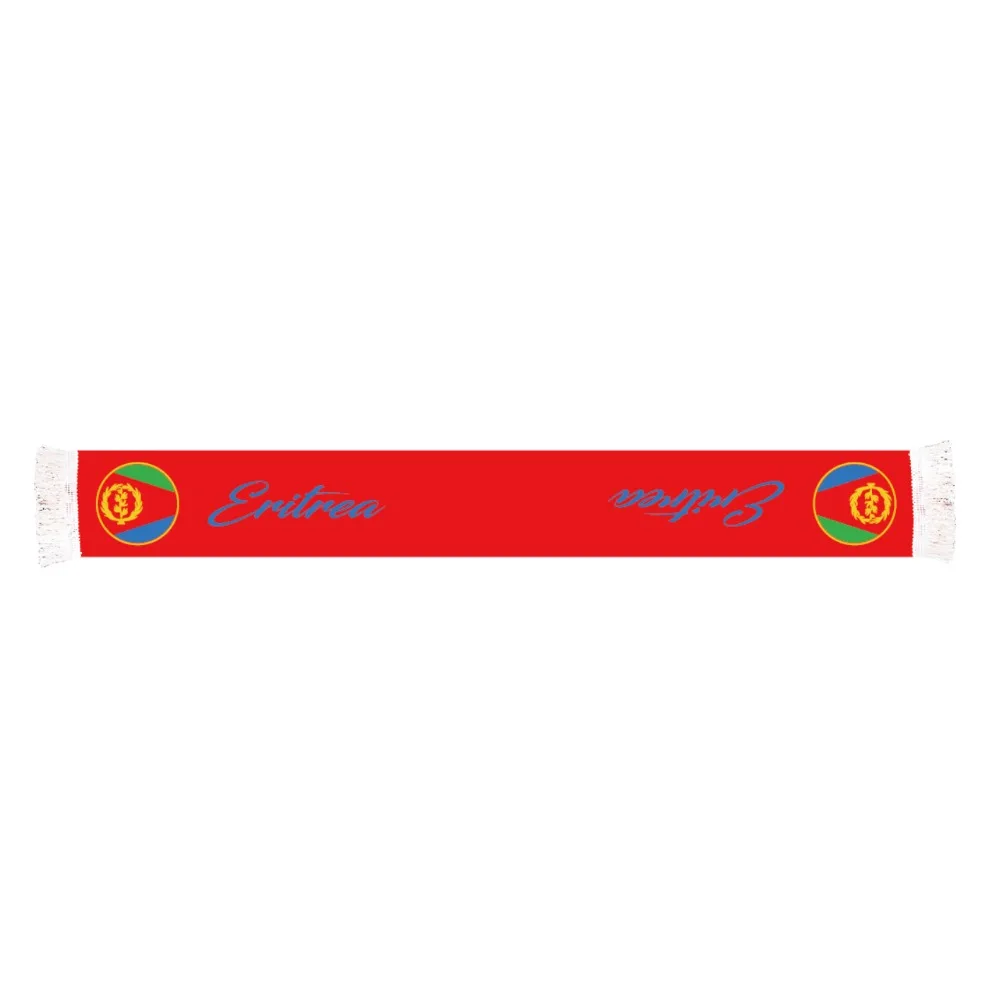 

wholesale custom design polyester silk printed soccer fan football scarf Eritrea nation scarf with 5cm tassels