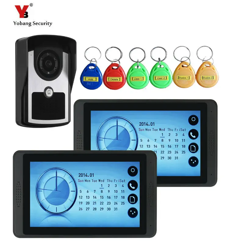 RIFD Card Visual Intercom Doorbell 7'' TFT LCD Wired Video Door Phone System 1000TVL Outdoor Camera Support Unlock