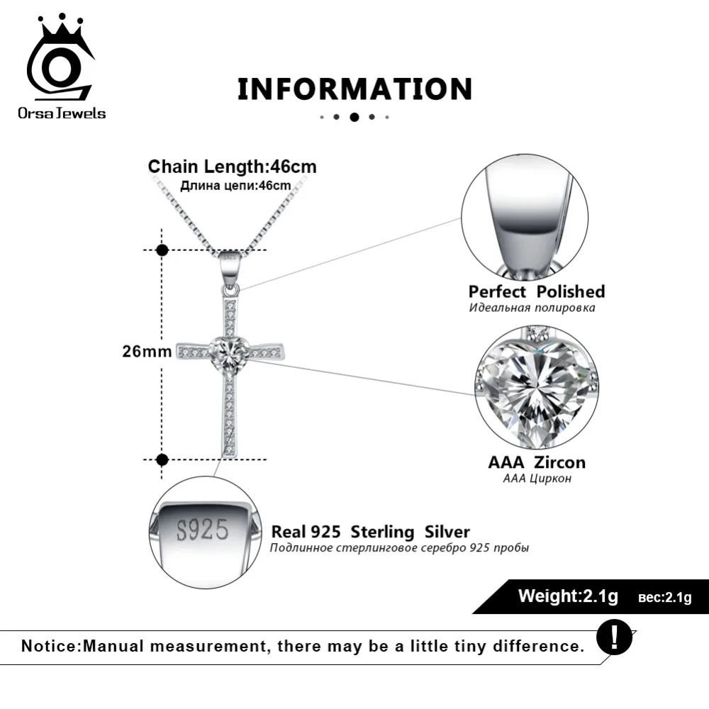 ORSA JEWELS подлинные 925 пробы серебряные женские ожерелья шесть цветов в форме сердца AAA Циркон Модные женские ювелирные изделия с подвеской SN88