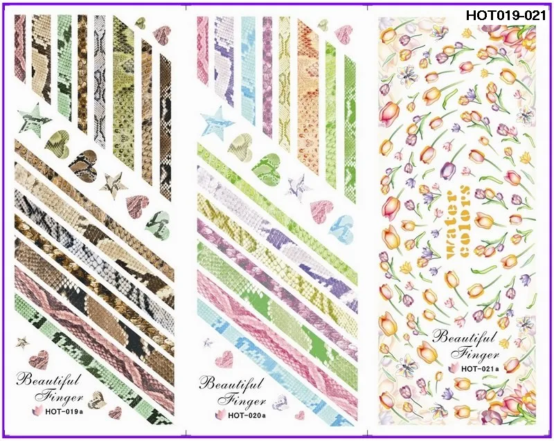

3PCS/LOT HOT SERIAL MOSAIC POETIC NAIL TATTOOS STICKER 3 DESIGNS IN 1 WATER DECAL NAIL ART HOT019- 036