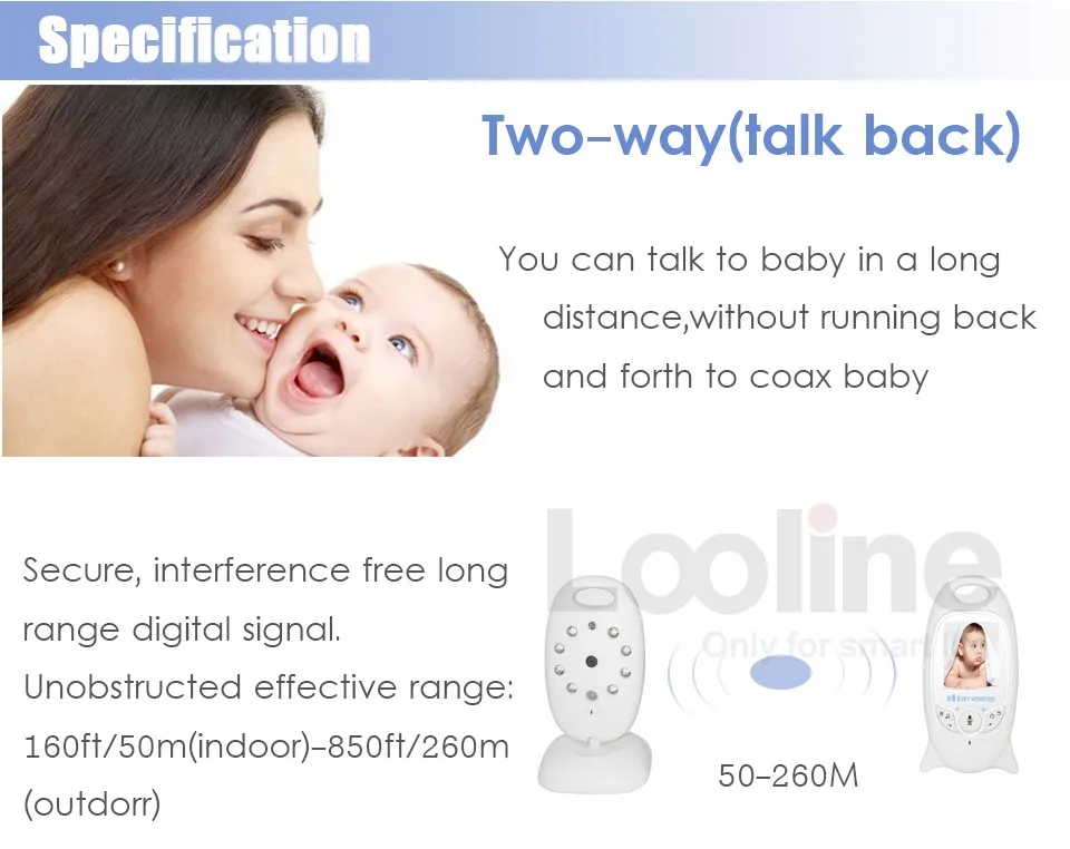 Wireless Video 2.0 inch Color Baby Monitor Security Camera 2 Way Talk NightVision Baba Eletronica Noturna With 8 Lullabies