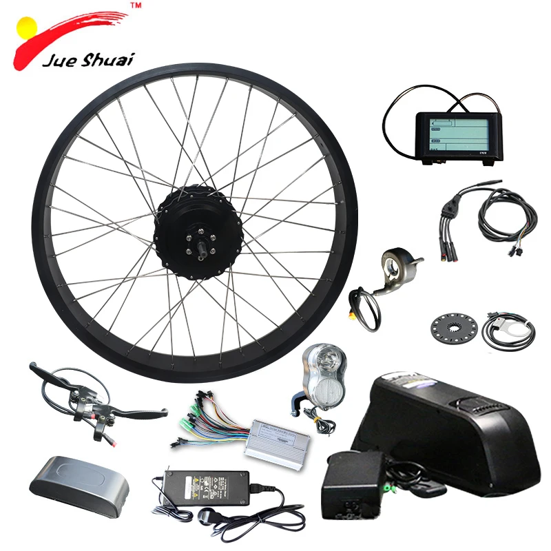 Sale 26" 4.0 Fat Bike Electric Bike Conversion Kit with Lithium Battery 12/14/16ah 48V Fat Bike Rear Motor Wheel Electric Ebike Kit 0