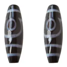 Амулет, 2 глаза, класс AAA, агат, натуральный Тибетский бисер дзи, овальный, 13x38mm, Отверстие: Приблизительно 2mm