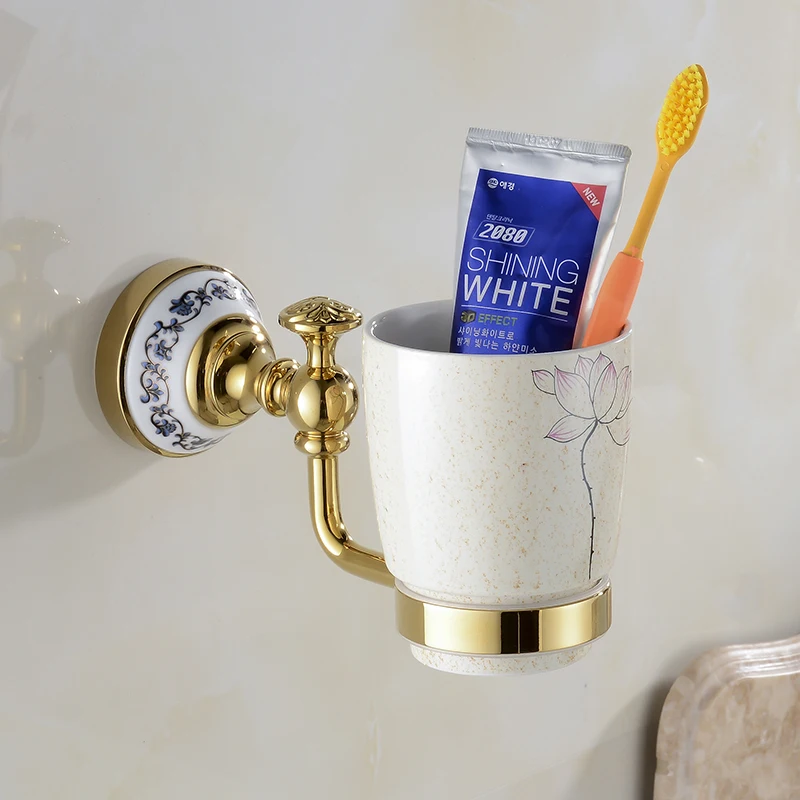 Buy Classic Gold Bathroom Single Cup Holder Toothbrush