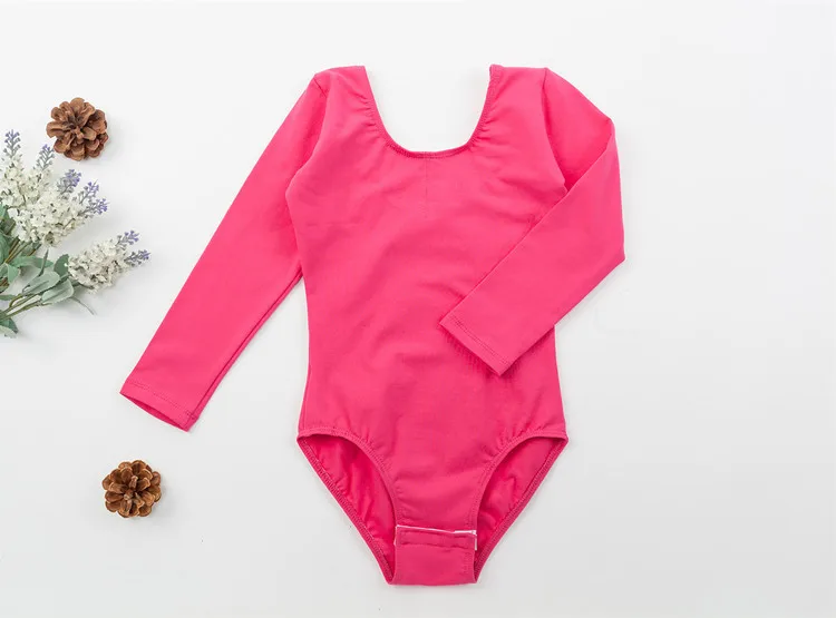 Long sleeved Spandex cotton girls gymnastics leotard (4)