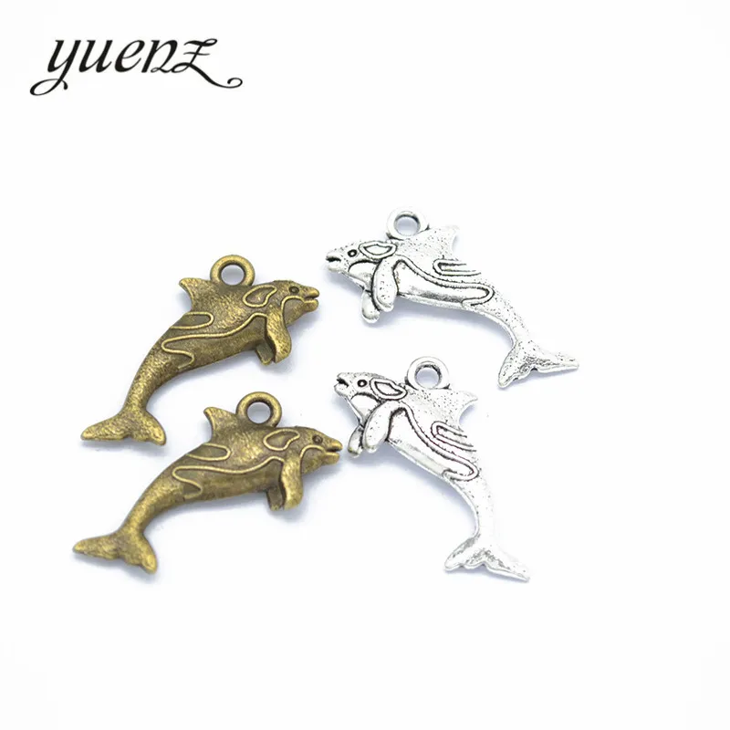 

YuenZ 20 pcs Antique Bronze Charms for Necklace Jewelry Making Trendy Tibetan silver Whale Charms Metal Pendants 24*12mm D7110
