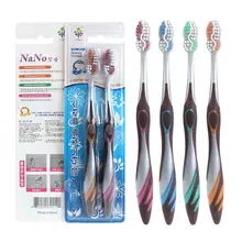 В Корейском стиле 2 шт./упак. золота нано+ темно-серый Зубная щётка Южная Корея Nano древесный уголь Зубная щётка мягкий Зубная щётка оральный пару зубами