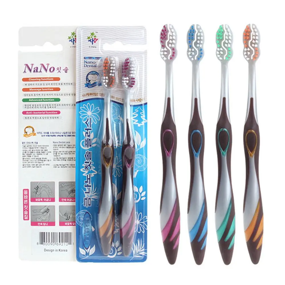 

Korean 2pcs/pack Gold Nano+ charcoal Toothbrush South Korea Nano Charcoal Toothbrush Soft Toothbrush Oral Couple TeethBrush