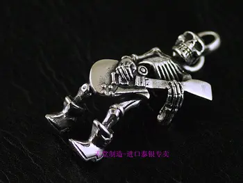 

Thailand imports, 925 silver guitar rock skeleton Silver Pendant