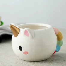 Милый креативный мультфильм 3D единорог ручная роспись Керамическая кофейная чашка кружка девочка подарок на день рождения