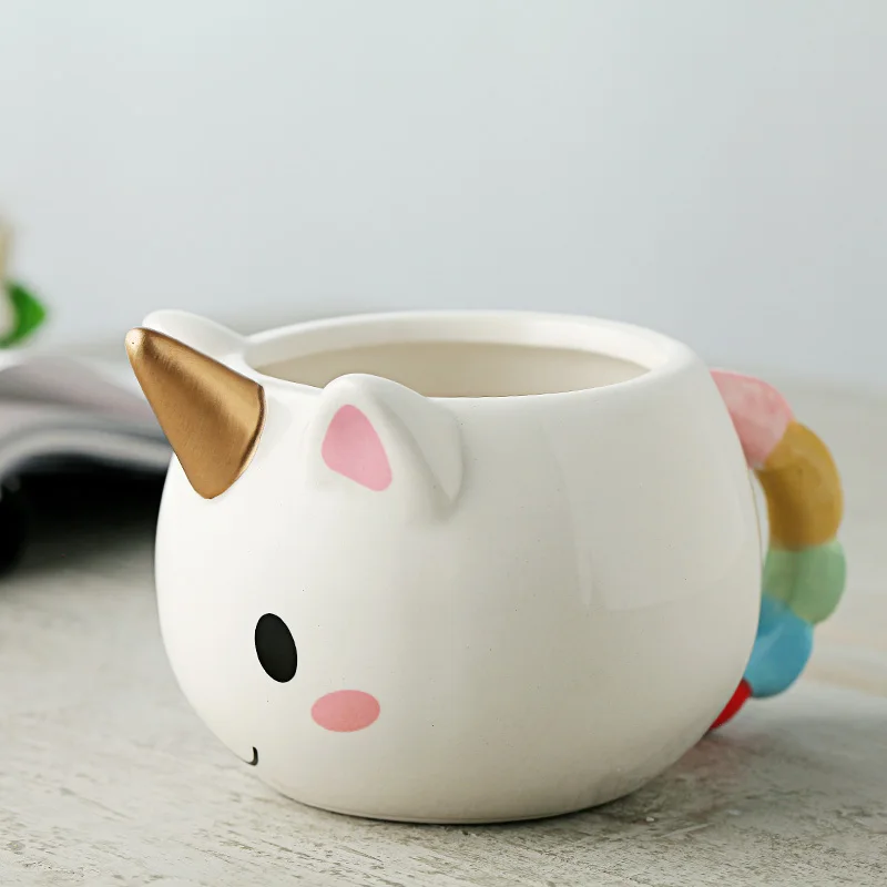 

New Cute Creative Cartoon 3D Unicorn Hand-painted Ceramic Coffee Cup Mug Girl Birthday Gift