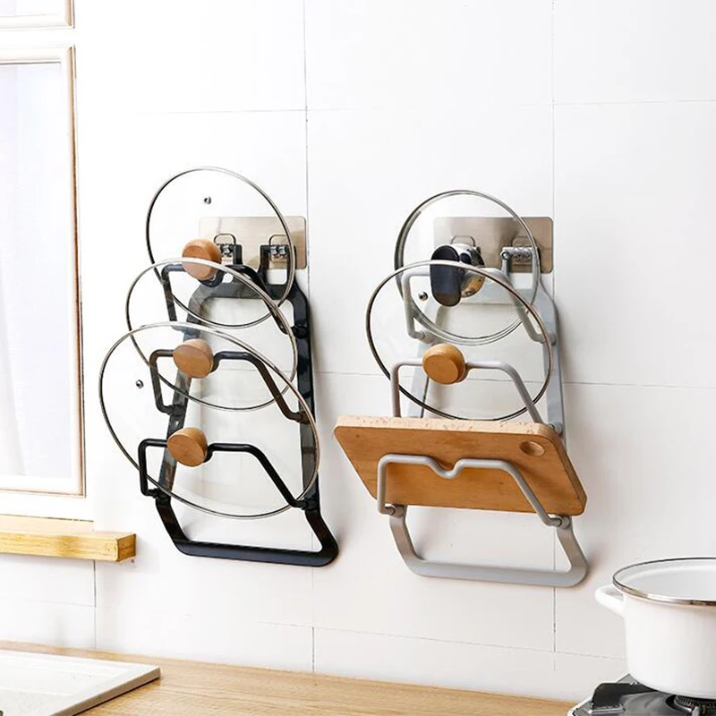 

New Quality Plastic Kitchen Pot Pan Cover Shell Cover Tool Bracket Storage Rack