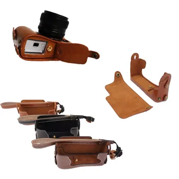 

High Quality PU Leather Camera Bag for Fuji Fujifilm XE1 XE2 Half Body Pouch Cover With Screen Cover + Wrist strap