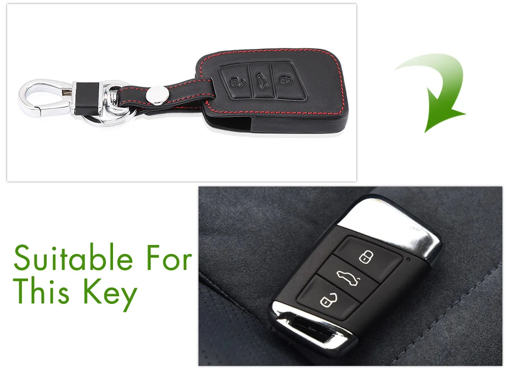 Кожаный чехол для ключей автомобиля для Volkswagen POLO Tiguan Passat CC Golf EOS Scirocco Jetta Bora Lavida Touareg Touran Beetle Gol CrossFox - Название цвета: C Style Smart Key