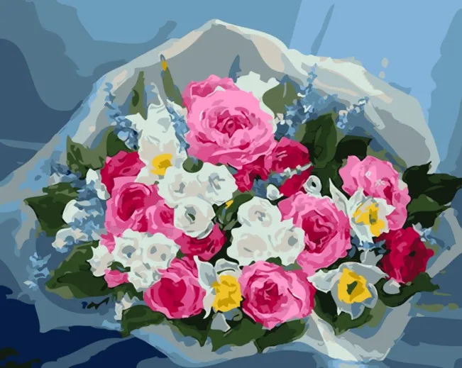 

Framed DIY Pink White Flowers picture painting by numbers home decor creative paint by numbers unique gift Coloring by numbers