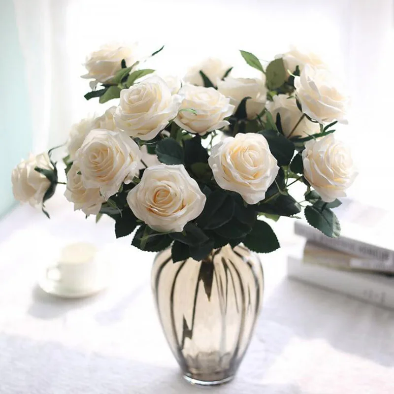 artificial silk 2 bunches rose floral bouquet 10 heads fake flower arrange table daisy wedding home - Silk Arrangements For Home Decor 2 artificial silk 2 bunches rose floral bouquet 10 heads fake flower arrange table daisy wedding home - Silk Arrangements For Home Decor 2