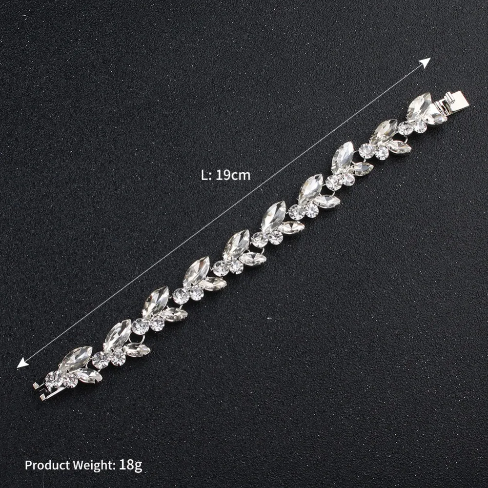 Mecresh лист кристалл браслет для невесты для женщин серебряная Роза Стразы золотого цвета звено цепи браслеты MSL370