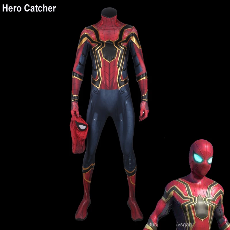 Герой Catcher-4 Высокое качество новейший Homecoming Железный Паук косплей костюм Мстители Человек-паук полноразмерный костюм с деталями Новый