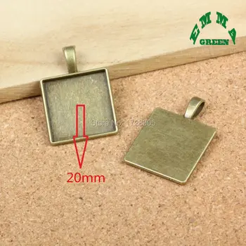 

Setting Blank Pendants Cameo Cabochon For DIY Making 10 pcs Antique Bronze Tone Square Fit 20 mm