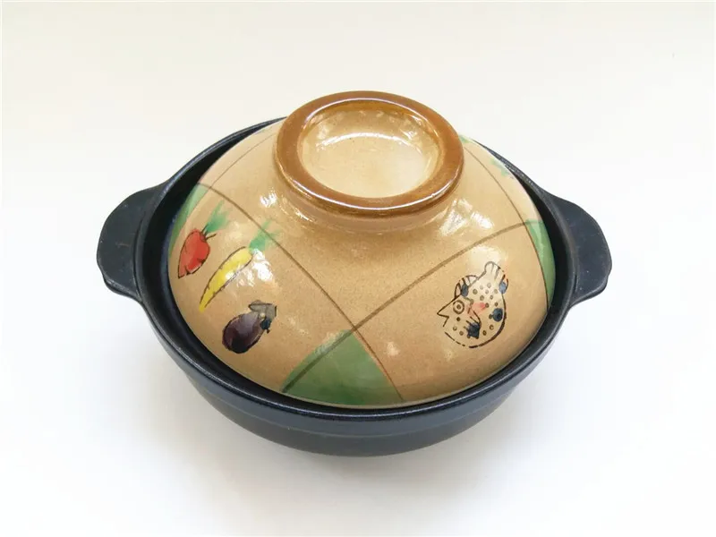 Японский ручная роспись рыбы дуга один литиевый фарфор маленький глиняный керамическая кастрюля для приготовления пищи плоское дно Мультиварка риса