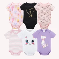 Kavkas – body pour bébés filles, 6/3 pièces/lot, vêtements d'été en coton pour bébés, manches courtes, vêtements pour nouveau-nés de 0 à 3 mois 3
