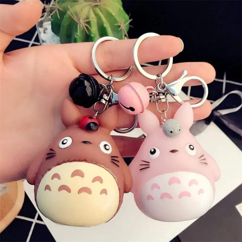 

Fashion Keychains Cute Kawaii Kitten Cat Key Chain Ring Anime Totoro Keychain Creative Trinket Charm Women Girl Kids Keyring