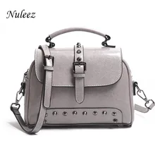 Nuleez винтажная маленькая квадратная сумка из восковой кожи, стильная кожаная сумка на плечо с заклепками, сумка для отдыха, весна