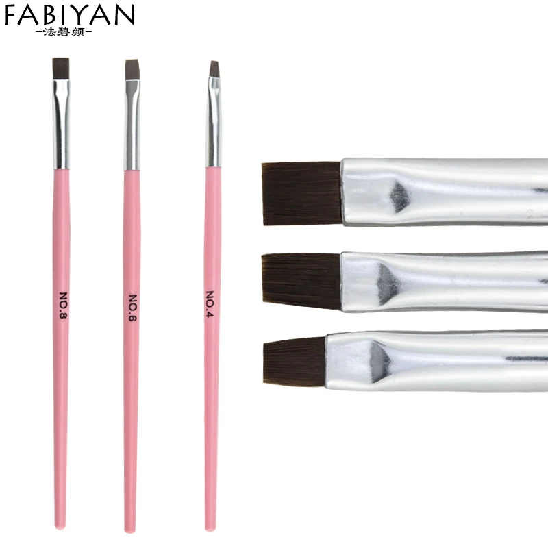

Brush Carving 3Pcs Flat Builder Clean Up Pen UV Gel Polish Acrylic Extension Nail Art Tips Painting Drawing Manicure Tools Set