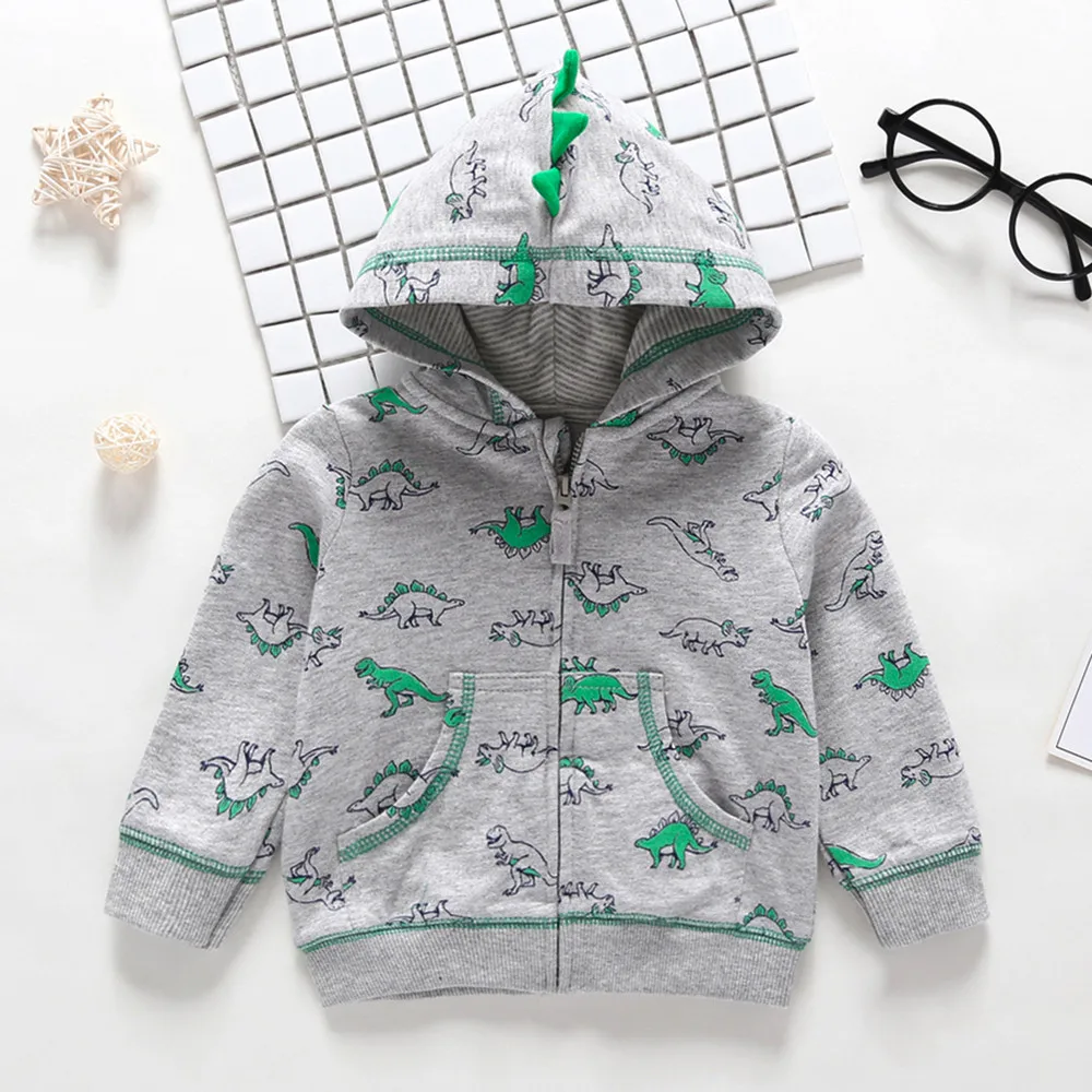 

MUQGEW 2019 Hot Sale Toddler Baby Boys Dinosaur Long Sleeve Tops Hoodie Zip Warm Outfits Coat Clothes Dropshipping Baby Clothes