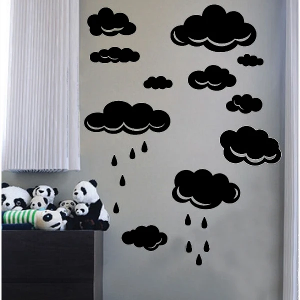 pattern of large clouds pvc waterproof and removable wall stickers