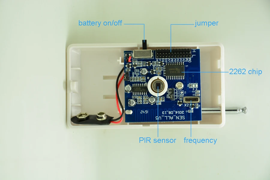 (4 шт.) регулируемый код Беспроводной датчик PIR с джемпер 2262 чип 433 мГц с помощью 9 В батареи Крытый движения система сигнализации gsm
