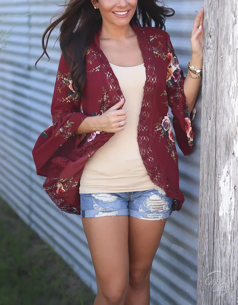 Gladiolus 2019 Spring Womens Tops And Blouses Loose Floral Print Flare Sleeve Lace Women Kimono Cardigan Summer Shirts Plus Size (64)