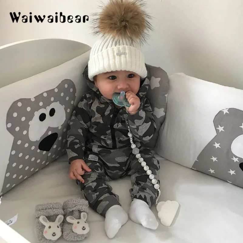 

New Autumn Baby Rompers Newborn Infant Long-sleeved Clothing Camouflage Hooded Romper Jumpsuit Clothes For Baby Boy Girl