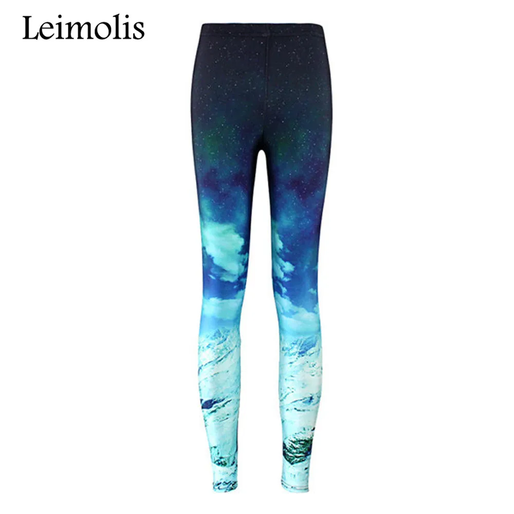 

Leimolis High Waist punk rock Harajuku workout push up fitness sexy gothic 3d print blue galaxy women leggings